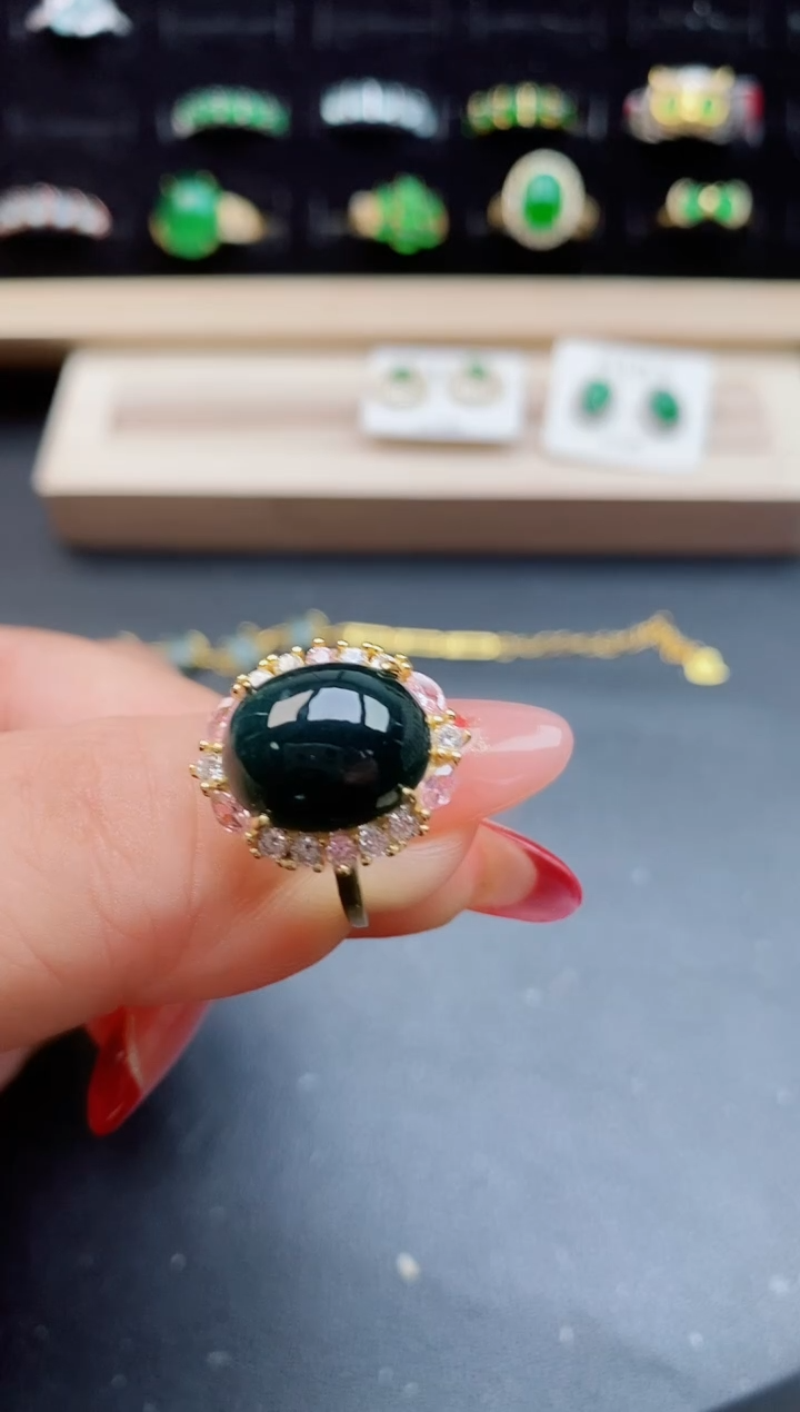 【闪购商品】翡翠戒指银S925镶嵌8050