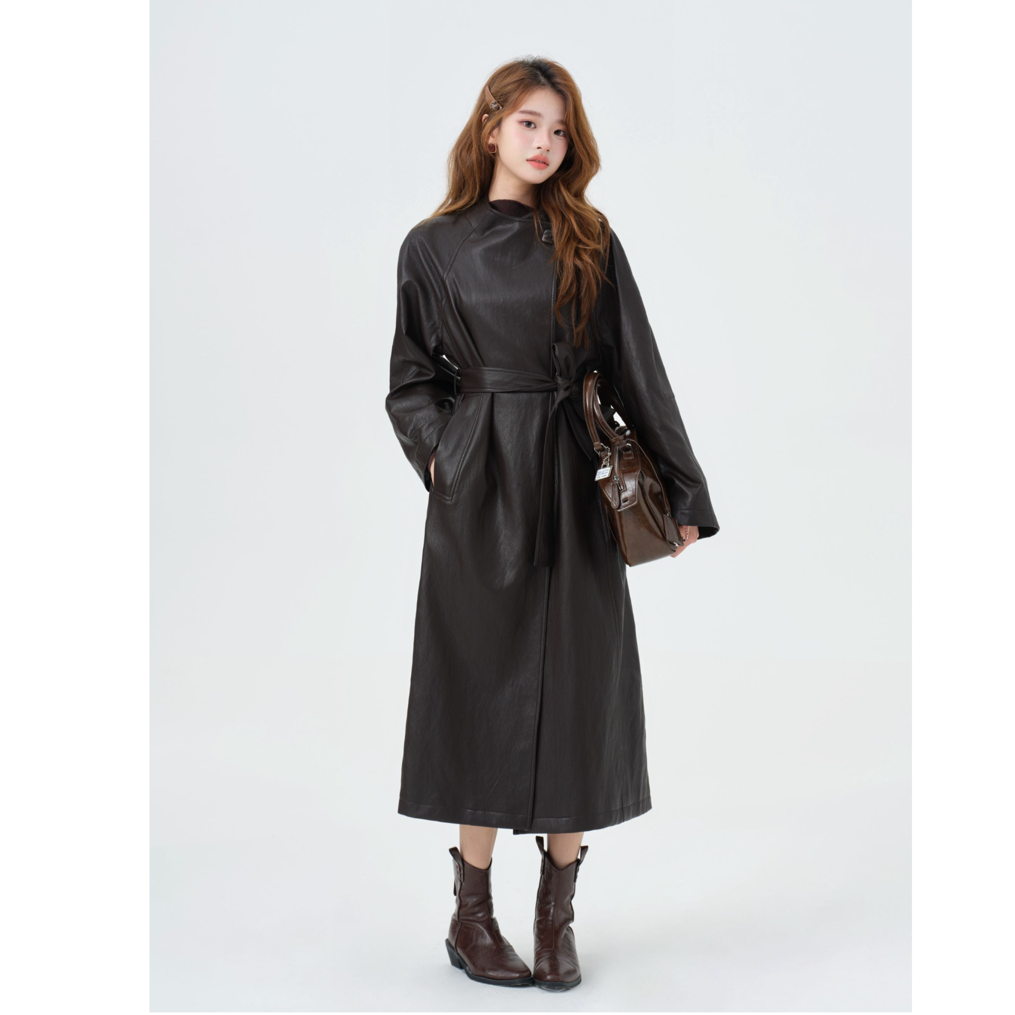 雾面缪斯/Co&Sheng小个子小个子定制秋冬新款皮风衣时尚酷帅气质