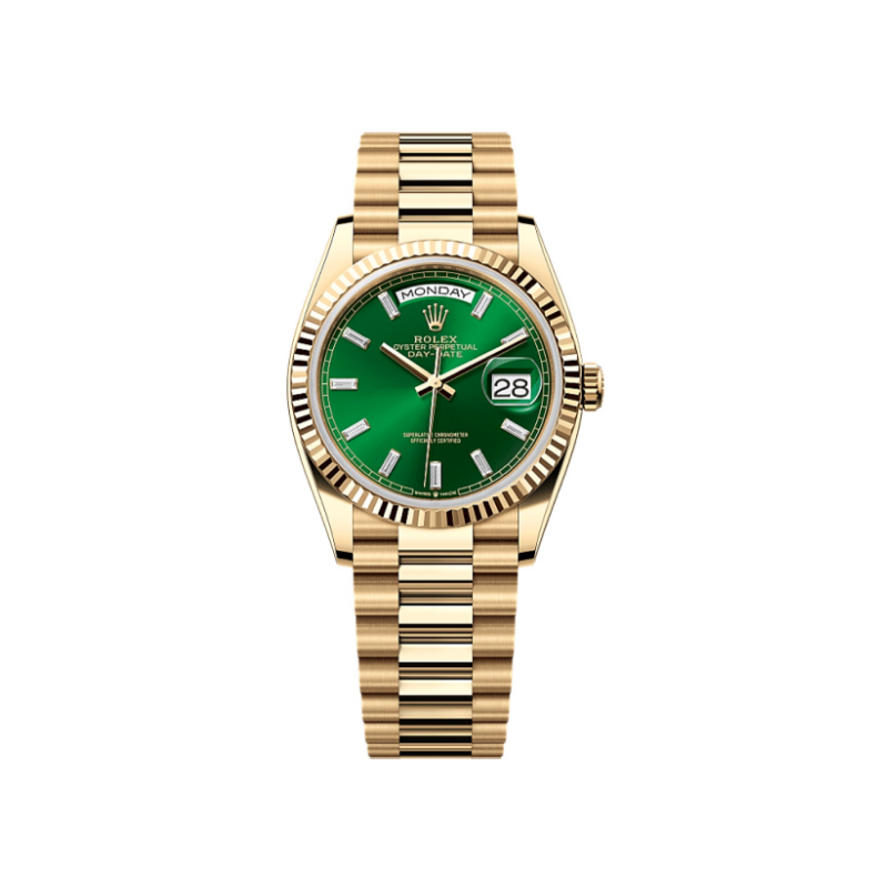 99新 Rolex/劳力士 【京】星期日历型128238 绿冰糖 36mm 新款25年