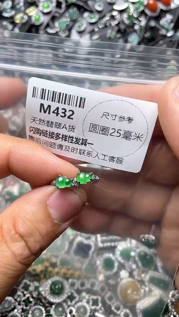 翡翠未镶嵌颈饰M432耳扣