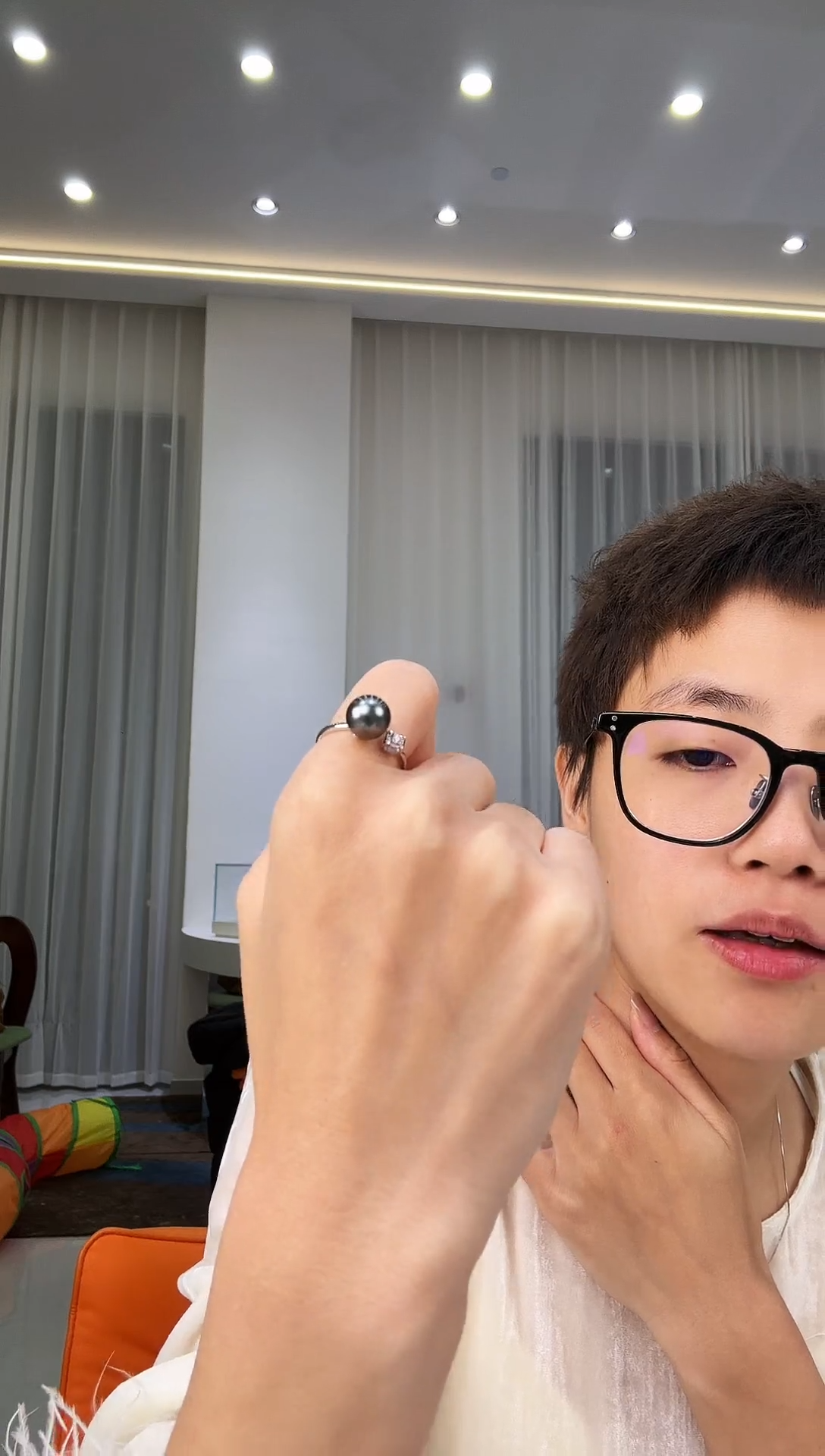 银S925镶嵌戒圈海水珍珠银款大溪地珍珠戒指