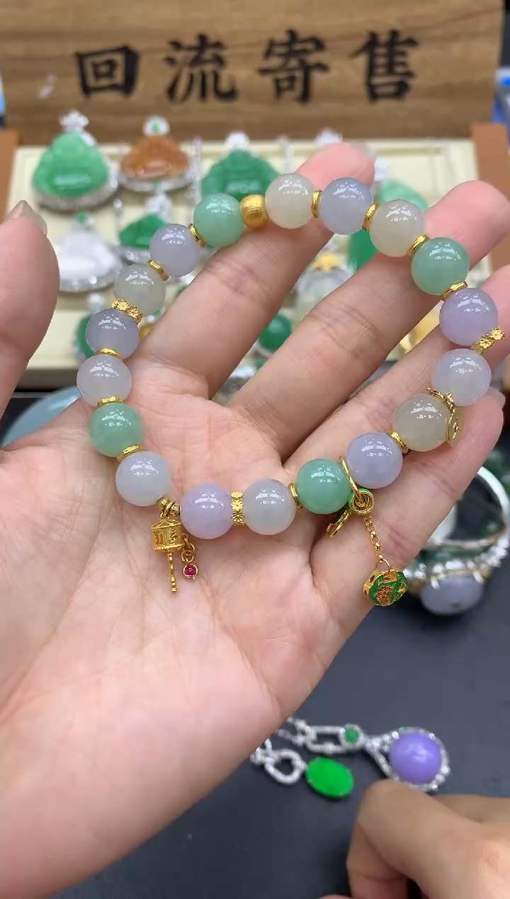 【闪购商品】翡翠手链18K金镶嵌560-中国好珍宝