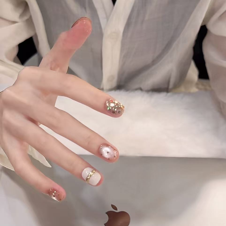 【粉金猫眼】秋天美甲美甲戴戴喵美甲设计师纯手工穿戴甲裸色美出高