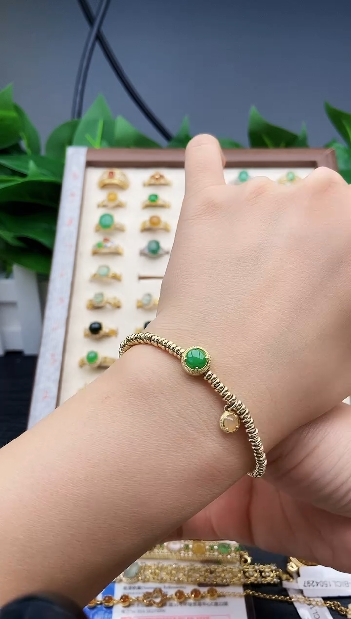 银S925镶嵌手链翡翠12