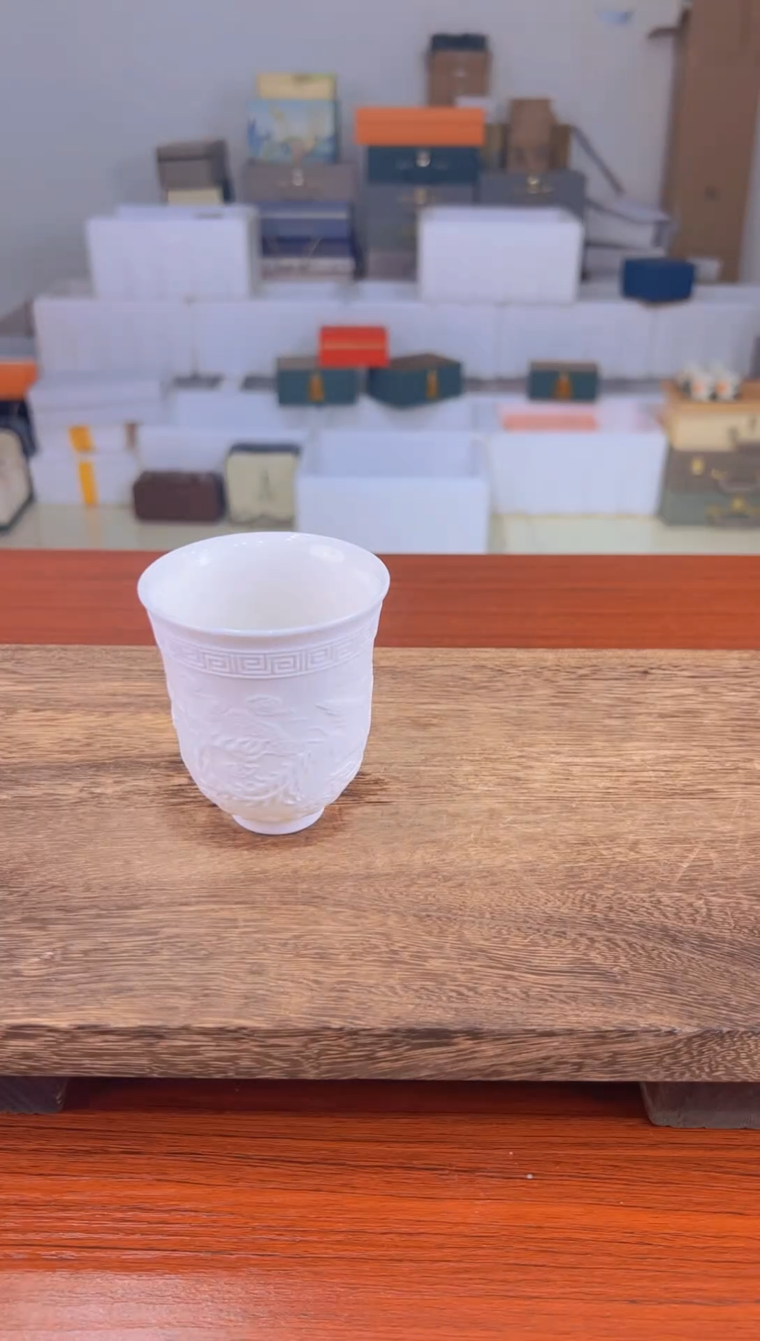 @星耀茶器龙凤隐雕素烧主人杯TJ002