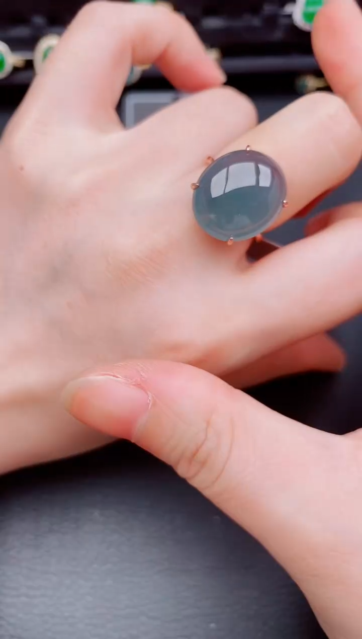 【闪购商品】翡翠戒指银S925镶嵌天然a货翡翠301