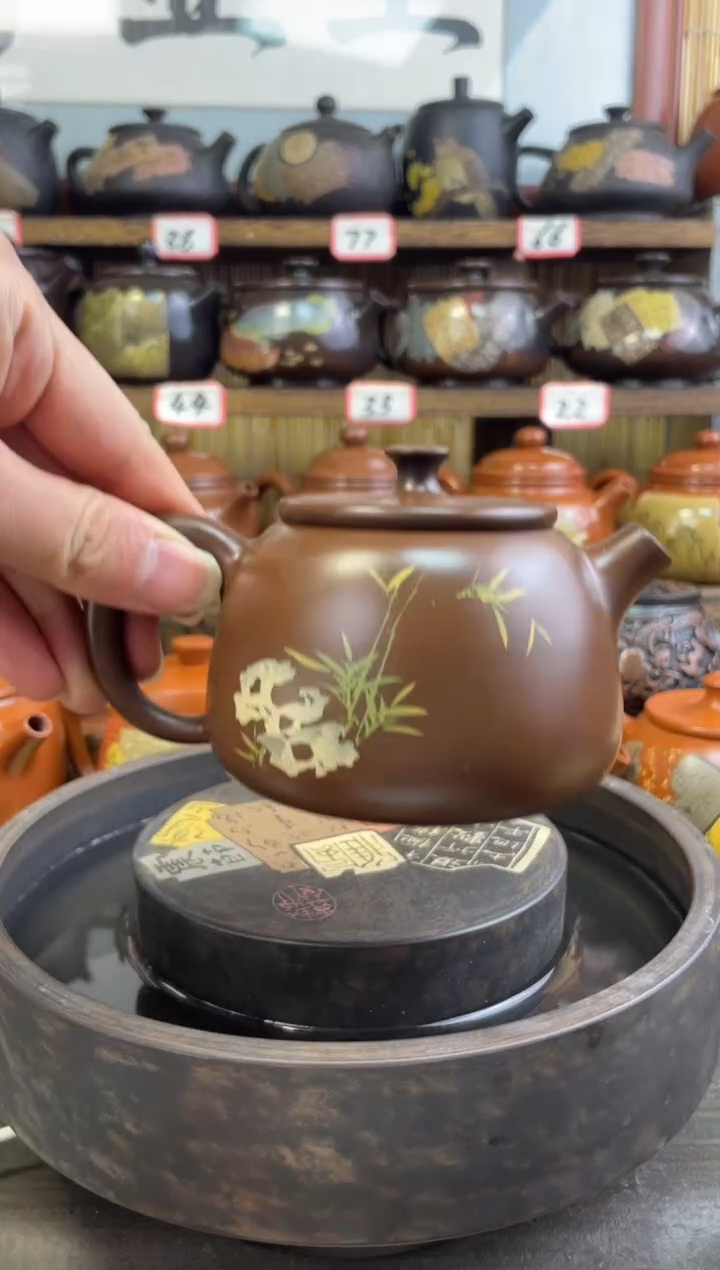 【闪购商品】壶建水紫陶古铜苹果彩填壶