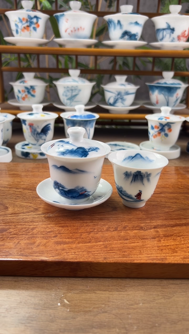 【闪购商品】全品千里江山美人备+碟子+闻香杯