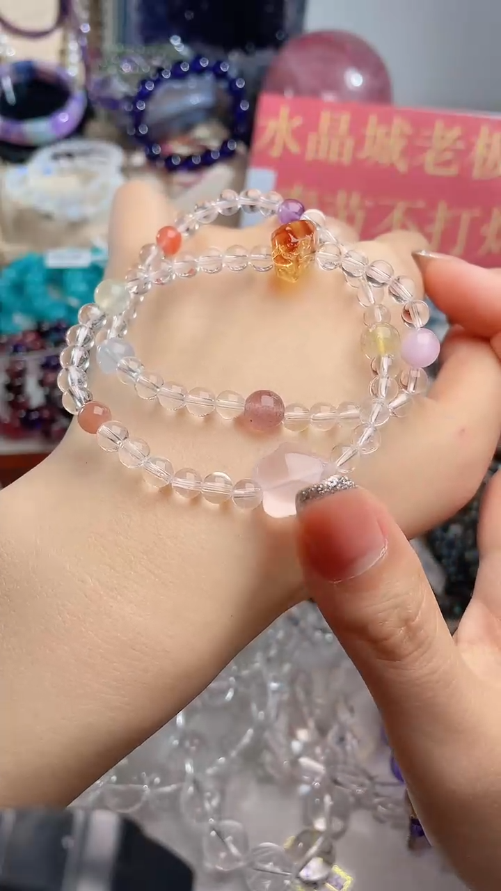 【闪购商品】水晶手串未镶嵌天然白水晶diy多圈手链