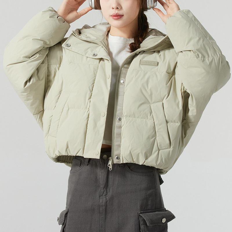 adidas阿迪达斯三叶草羽绒服女装新款休闲连帽保暖羽绒外套JD3786