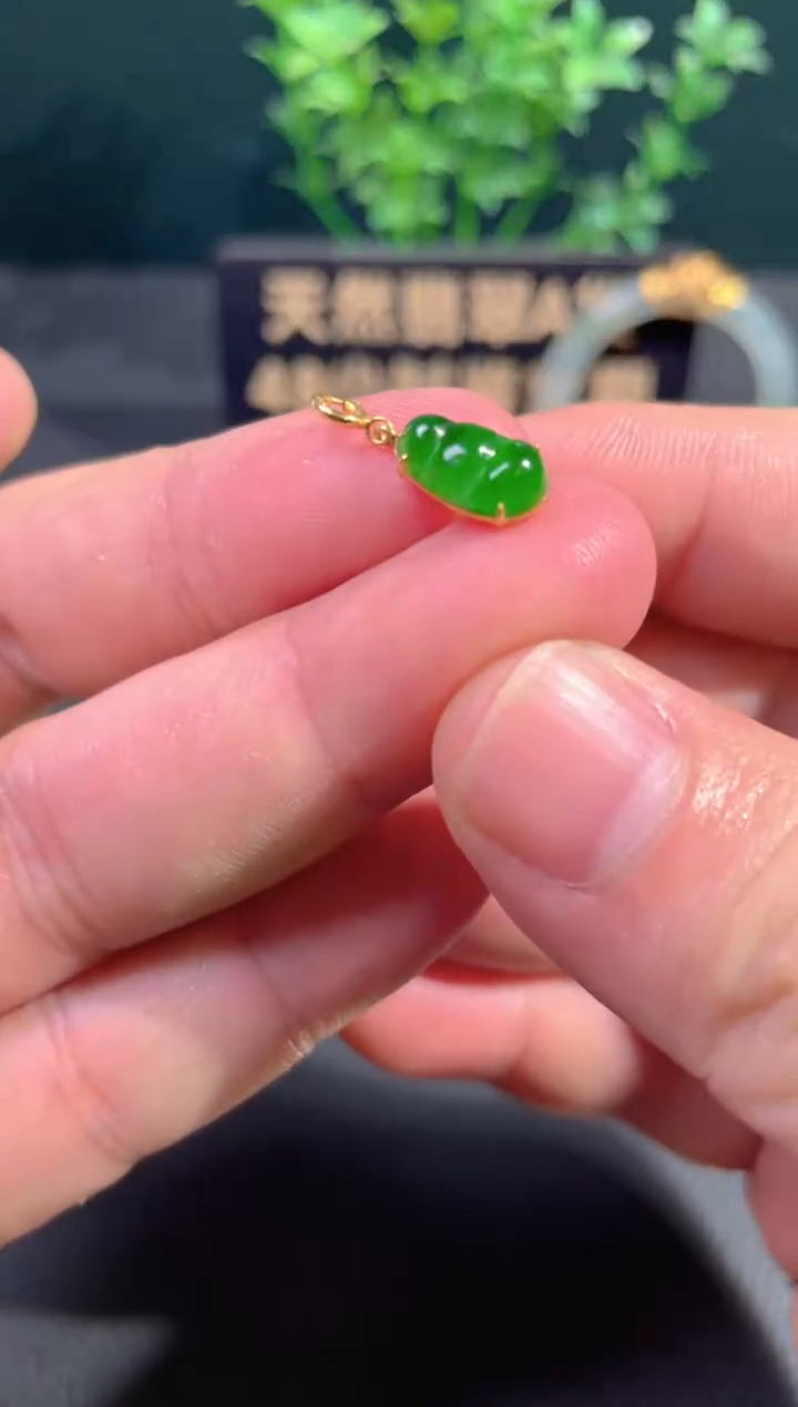 颈饰18K金镶嵌翡翠翡翠
