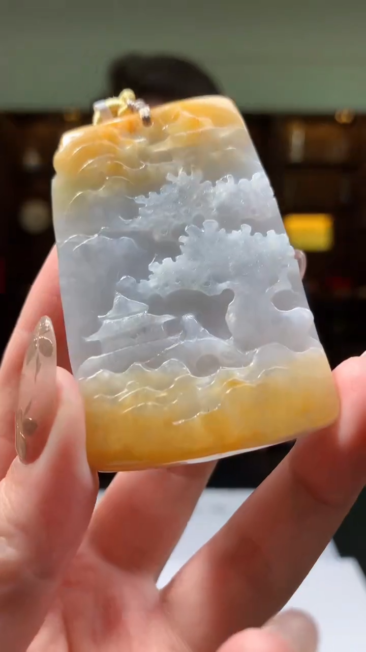 【闪购商品】定制翡翠未镶嵌8035yx-毛货挂件86