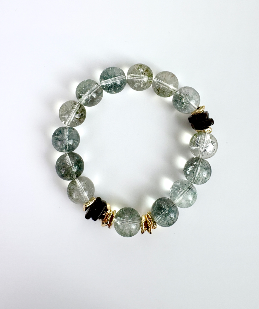 铜合金手链 佳佳（C18） 冰透绿幽灵的碎光弹力手串