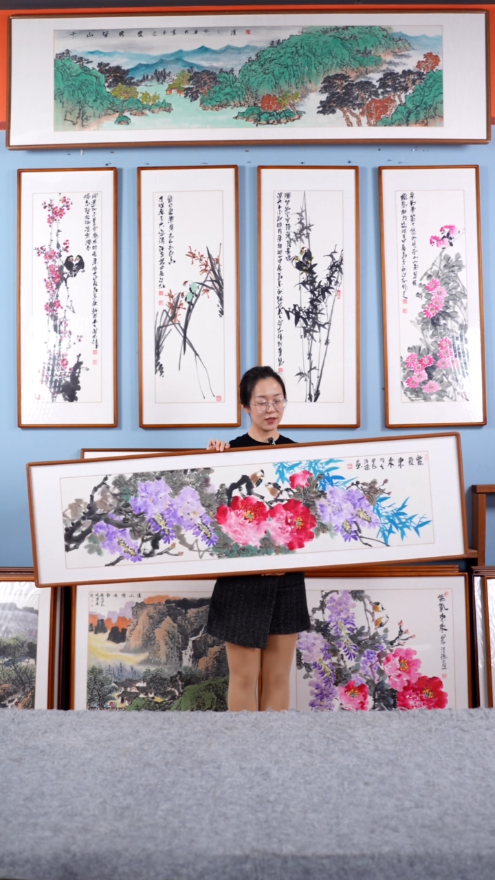 【闪购商品】国画汪琼《紫气东来》手绘带框162*47