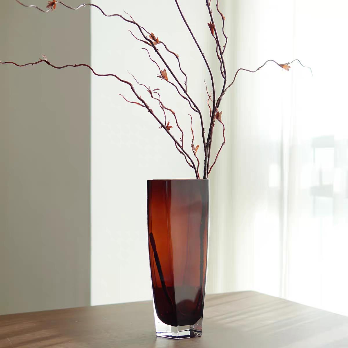 高级感ins风花瓶轻奢摆件设计六角玻璃花器鲜花插花客厅桌面花瓶