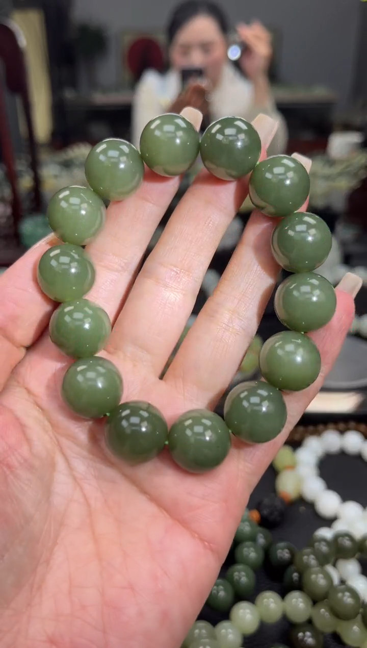 【闪购商品】和田玉手串未镶嵌新疆若羌青黄口卡16
