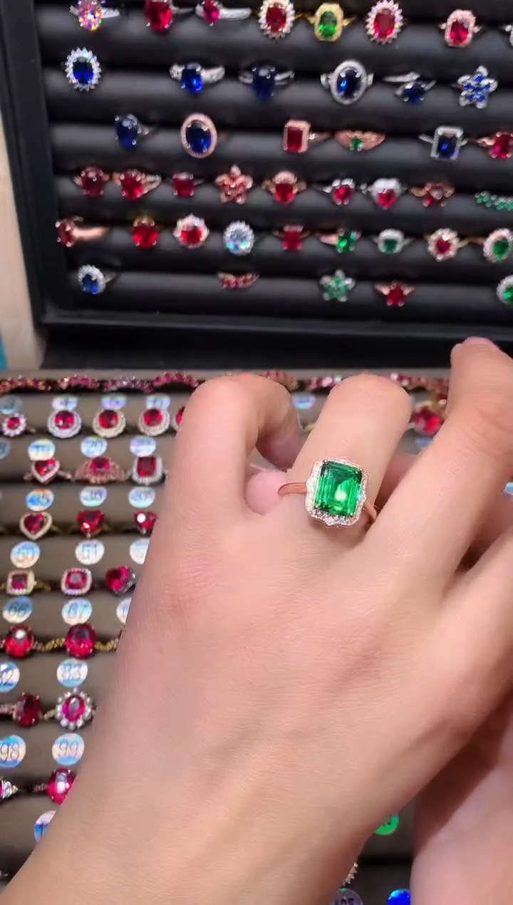 【闪购商品】透辉石戒指银S925镶嵌1玫瑰金