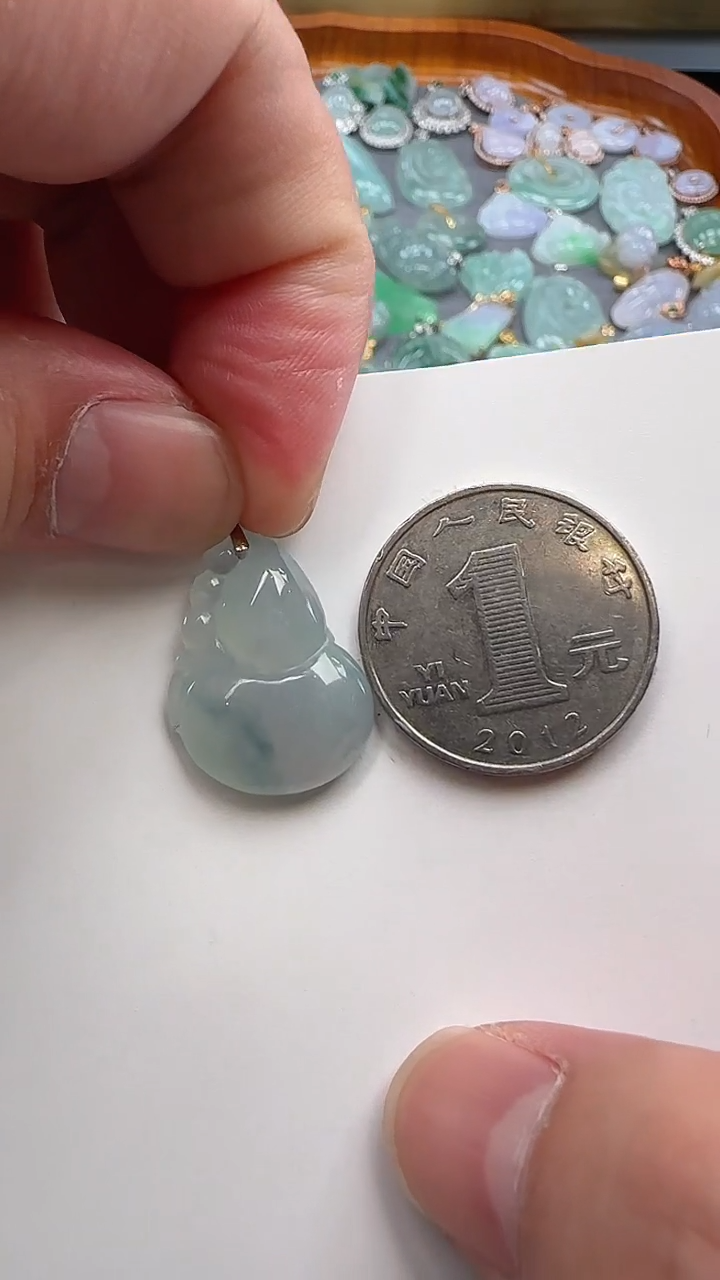 翡翠银S925镶嵌吊坠(不含链)葫芦