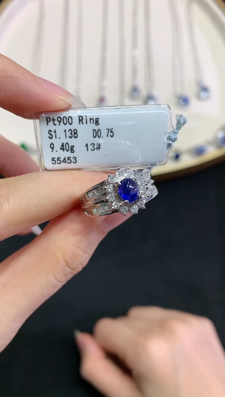 【闪购商品】蓝宝石戒指铂Pt850镶嵌A554|9999
