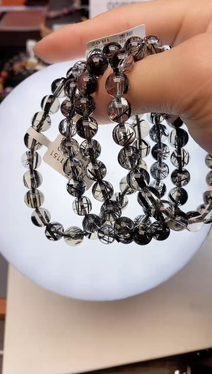 【闪购商品】水晶手串未镶嵌A66 黑发 8mm 多样性发其一