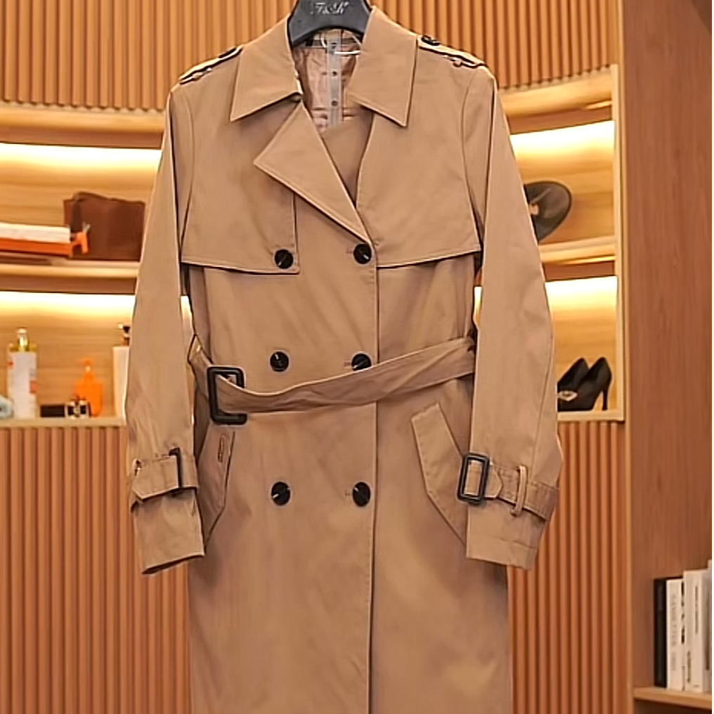 大衣薄款秋季外套百搭小个子偏瘦版风衣收腰中长款ff3220