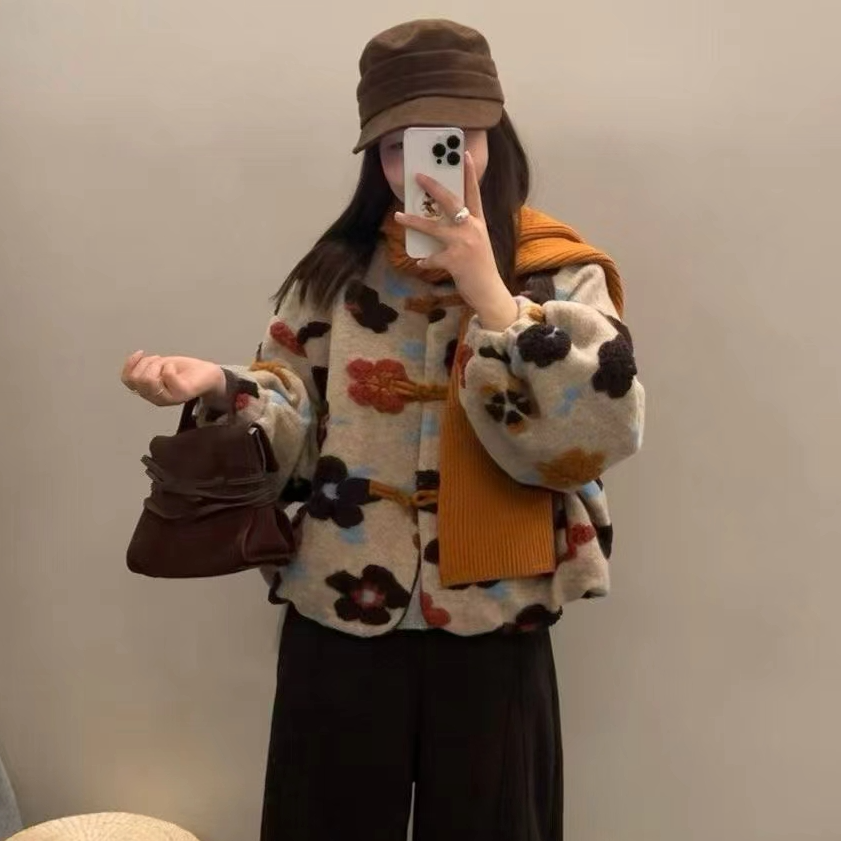 LS羽绒服时尚保暖冬季单排扣厚款常规款加厚女装圆领常规毛呢宽松
