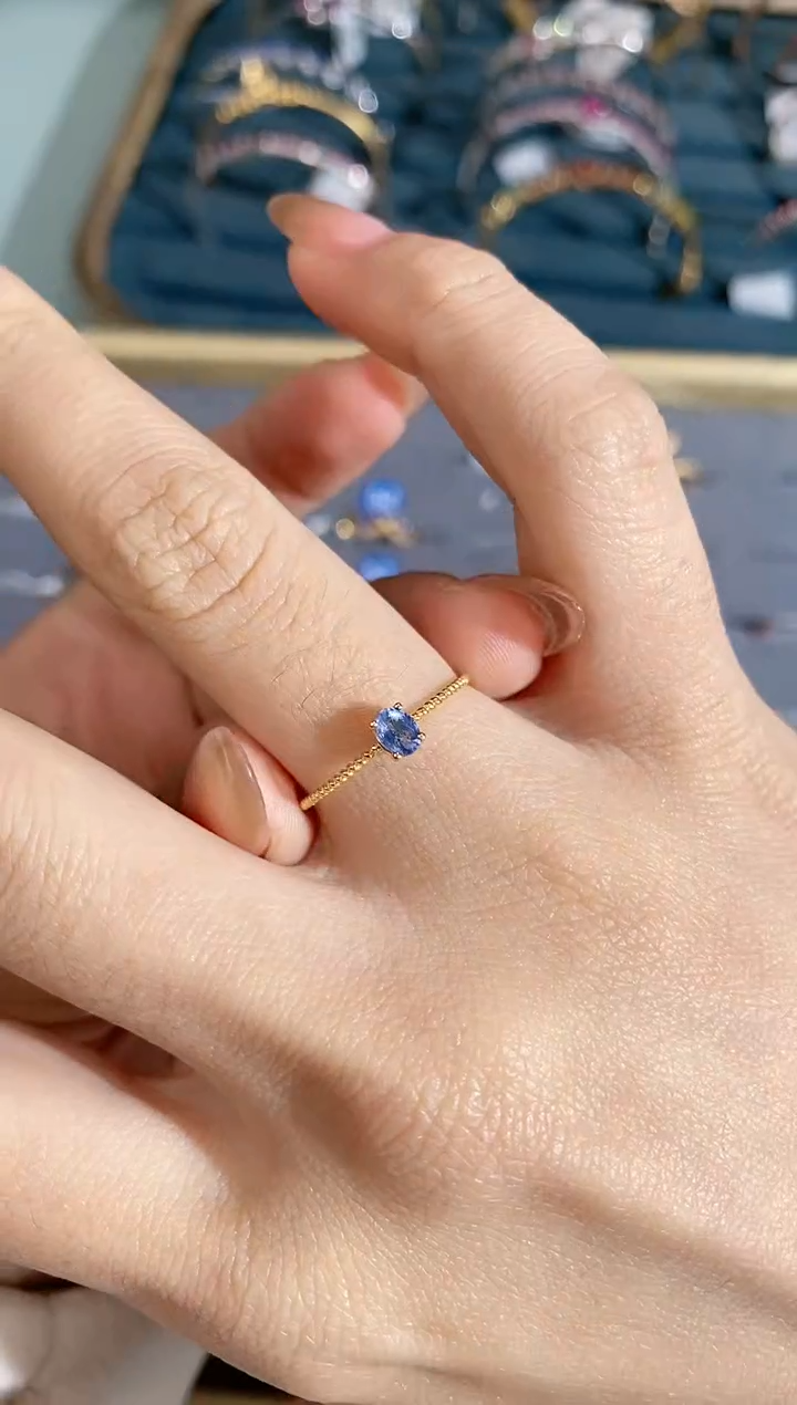 【闪购商品】蓝宝石戒指18K金镶嵌戒指
