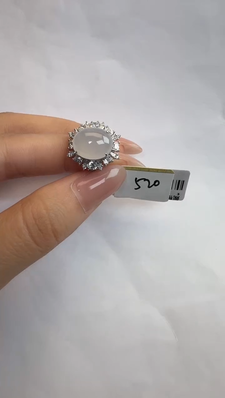 银S925镶嵌戒指翡翠通体925银镶缅甸A货翡翠戒指150