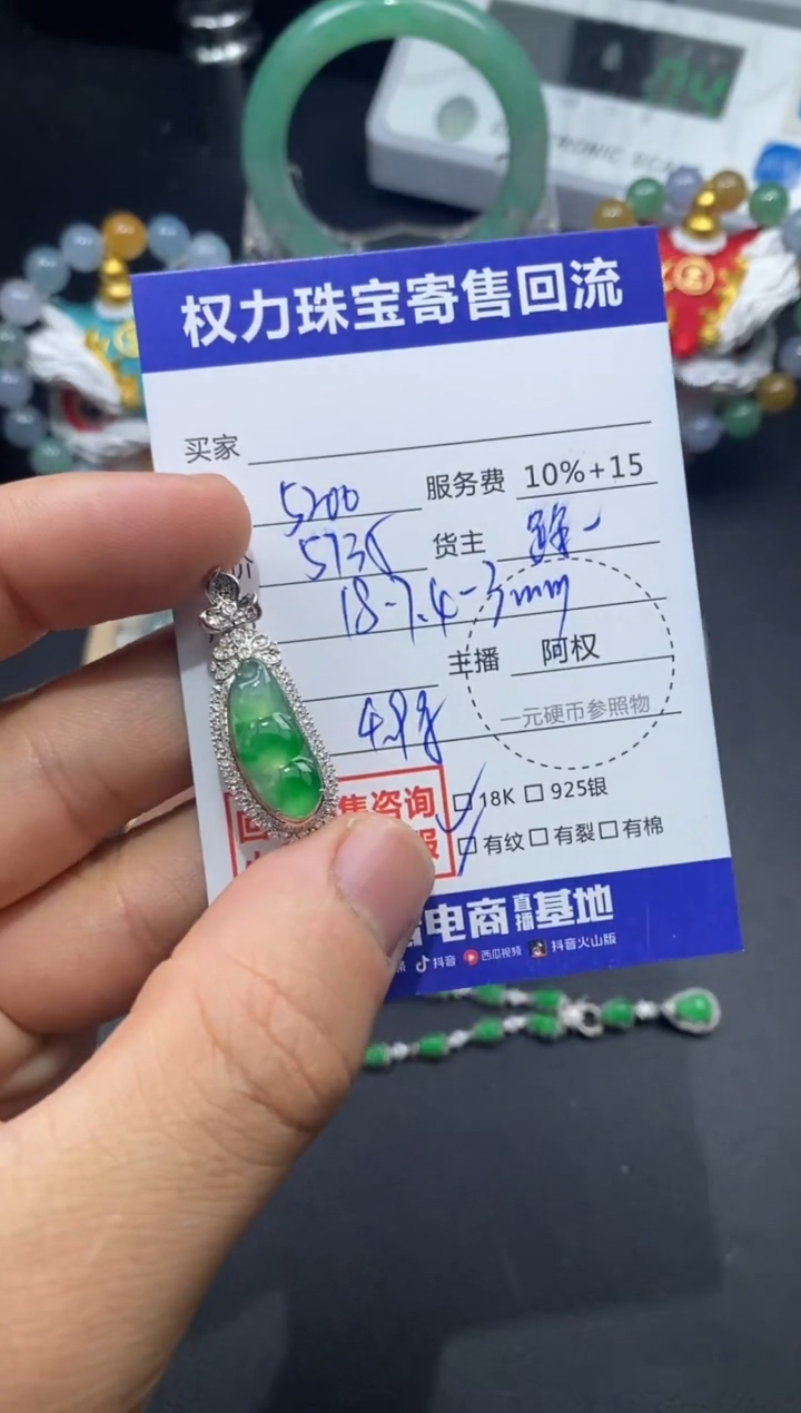 翡翠18K金镶嵌颈饰寄售不退换