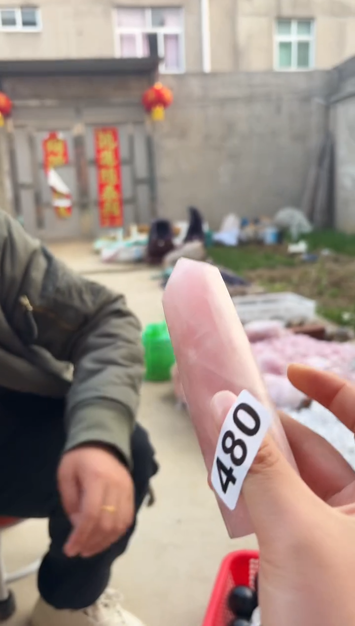摆件未镶嵌水晶粉水晶柱子 480