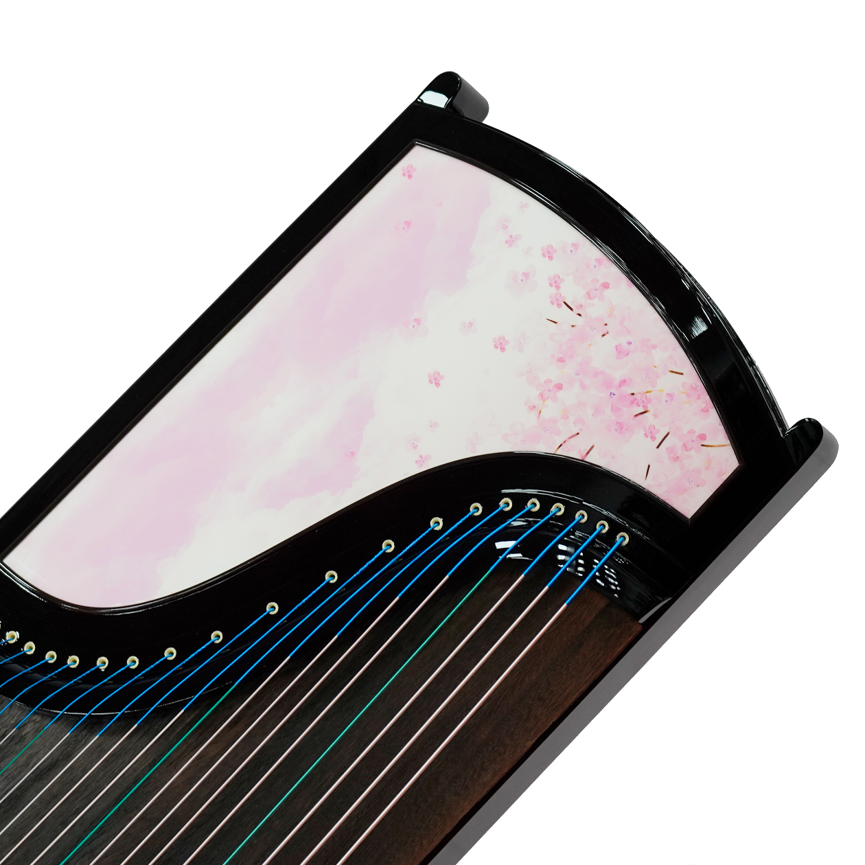 专业演奏级古筝163大筝粉黛佳人彩绘工艺非洲紫檀材质