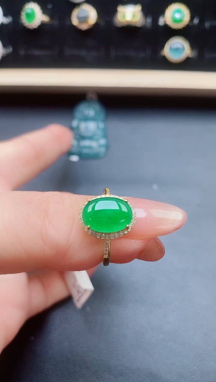 翡翠戒指银S925镶嵌1321