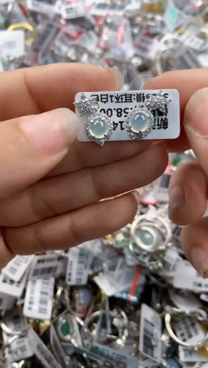 银S925镶嵌戒指翡翠999---1