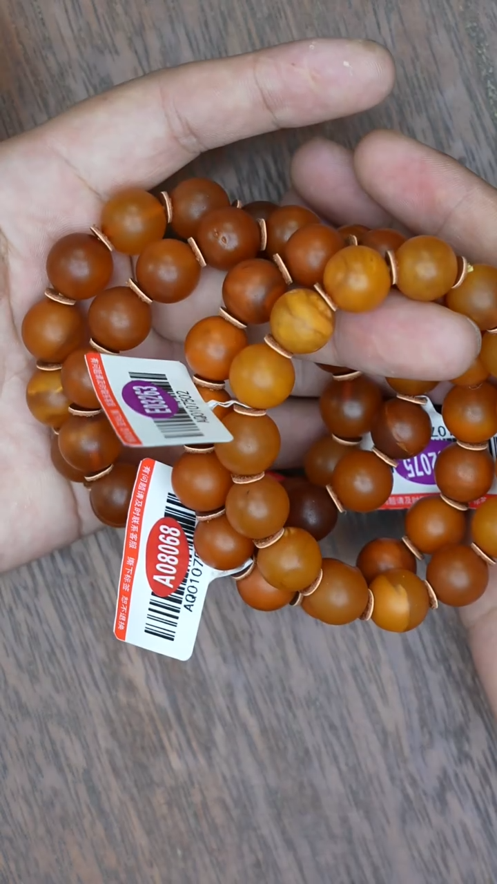 【闪购商品】琥珀裸石未镶嵌老蜡橘皮微瑕手串多样性发其一