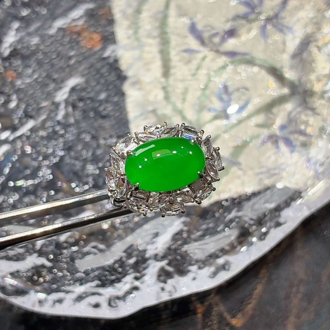  【霖家｜戒指】天然A货缅甸翡翠18k金镶嵌