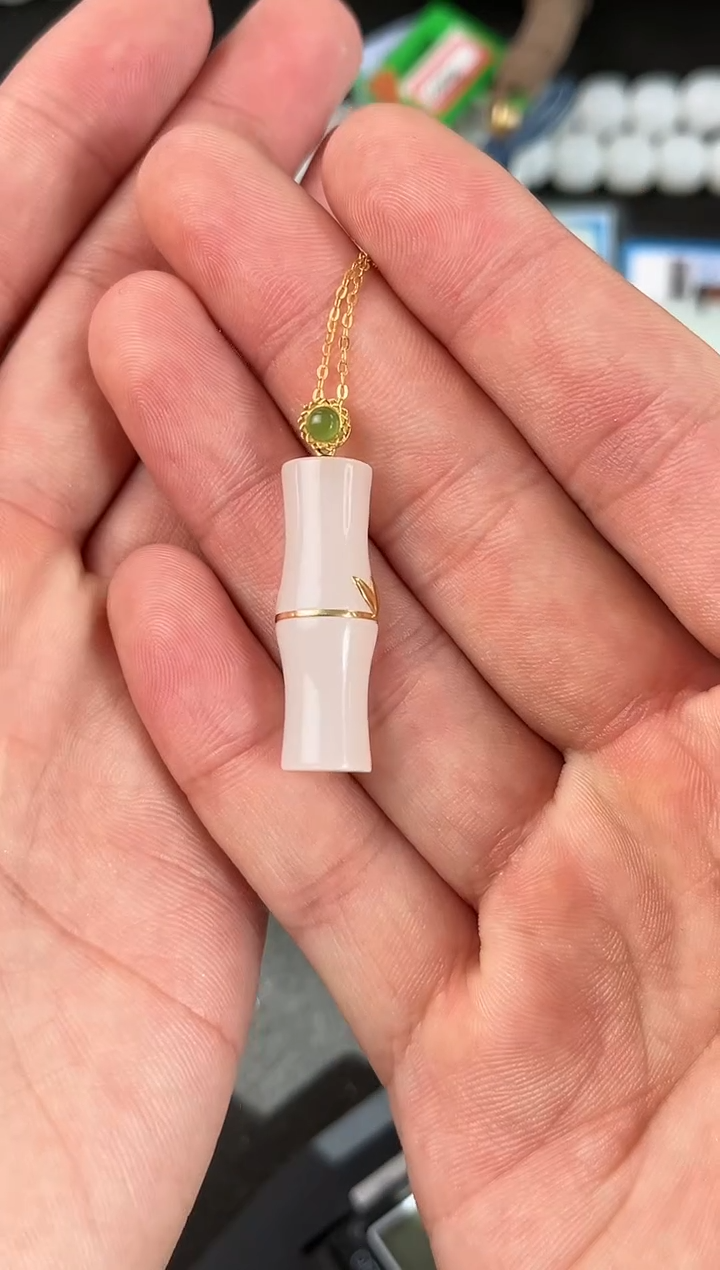 【闪购商品】和田玉吊坠未镶嵌且末天泰白玉竹节吊坠微色差