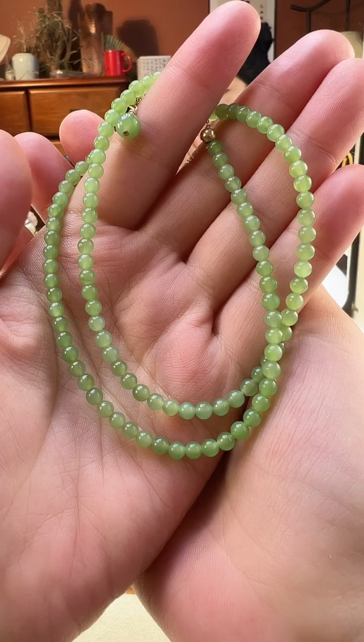 【闪购商品】和田玉（碧玉）颈饰未镶嵌碧玉4mm