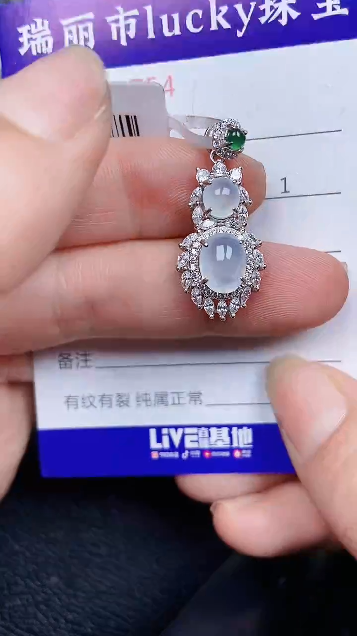 颈饰银S925镶嵌翡翠1754