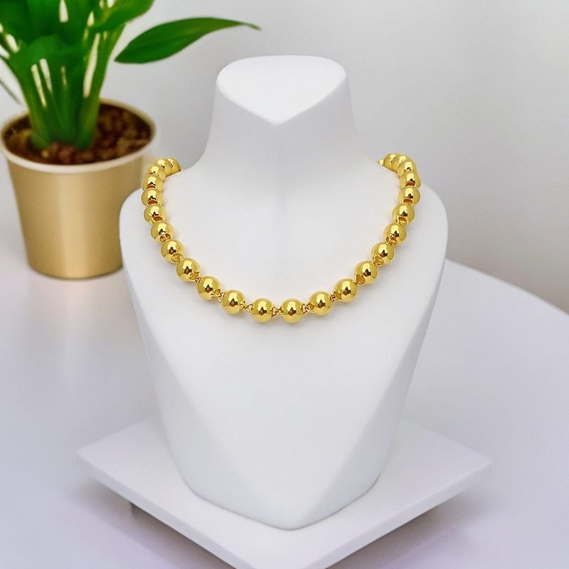 1-XL【聚鑫黄金】足金999百搭光珠，光面圆珠金项链（可定制）