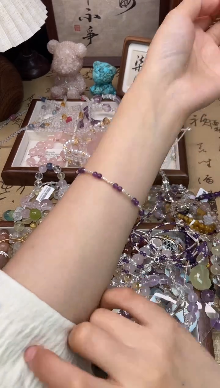 水晶手链银S925镶嵌214手串