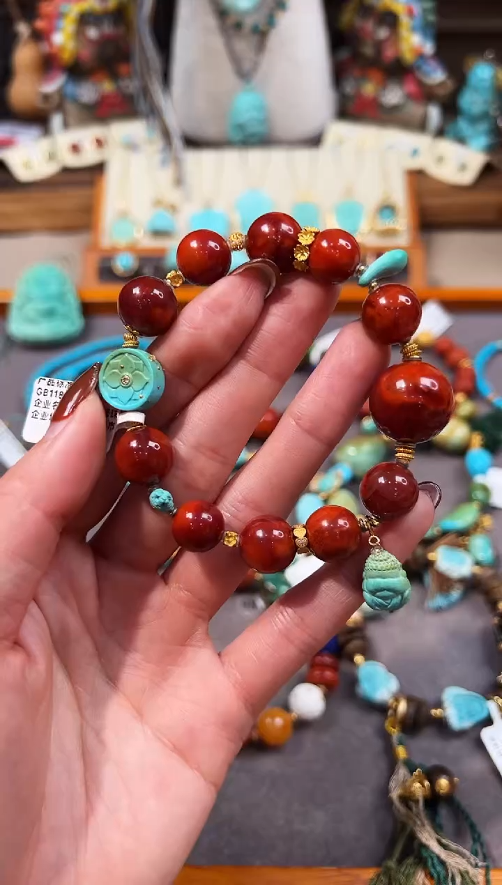 18K金镶嵌手链南红玛瑙南红手链