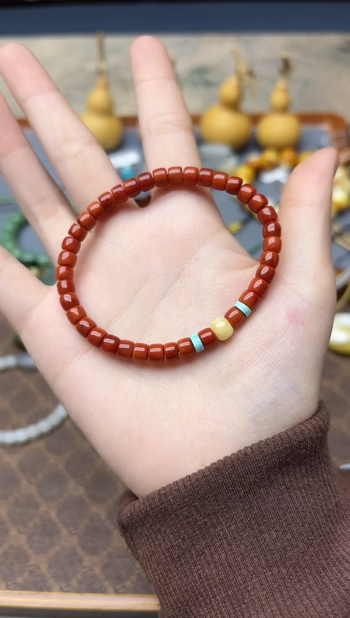 未镶嵌南红玛瑙车挂南红直切手串5mm+JN