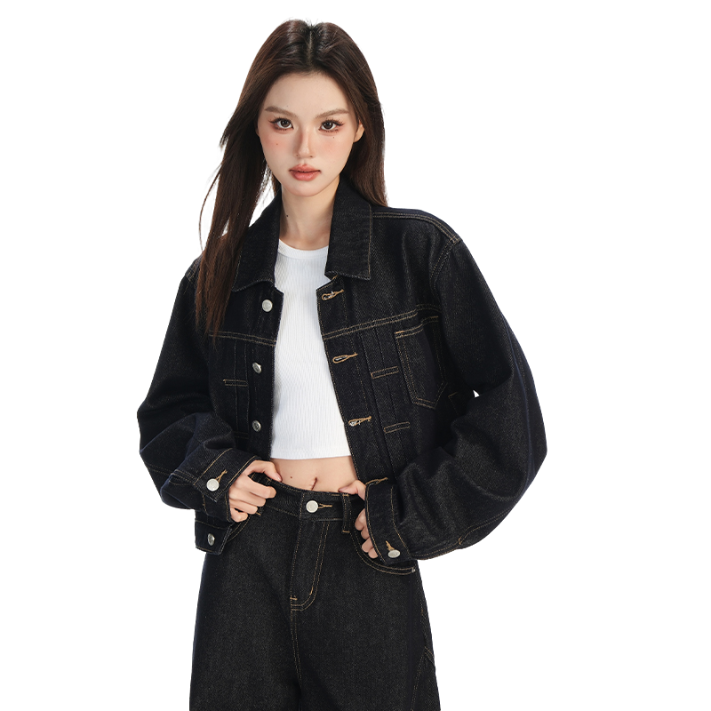 亦声《牛仔外套》秋季新款短外套明线设计休闲宽松牛仔夹克TY602