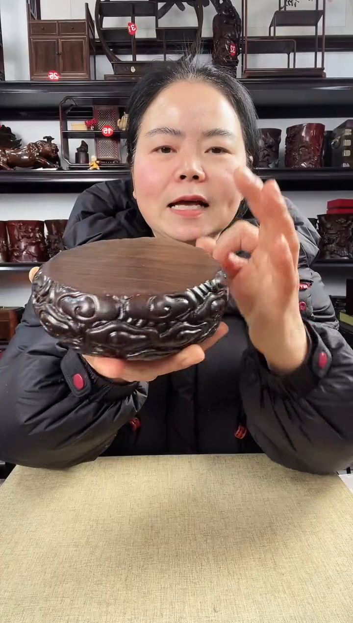 木大云纹圆老李红木工艺品