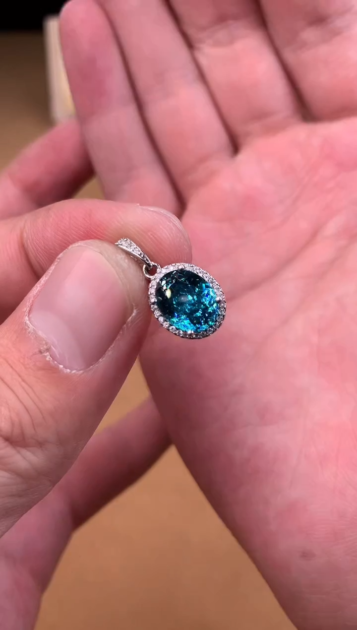 颈饰银S925镶嵌帕拉依巴碧玺2222