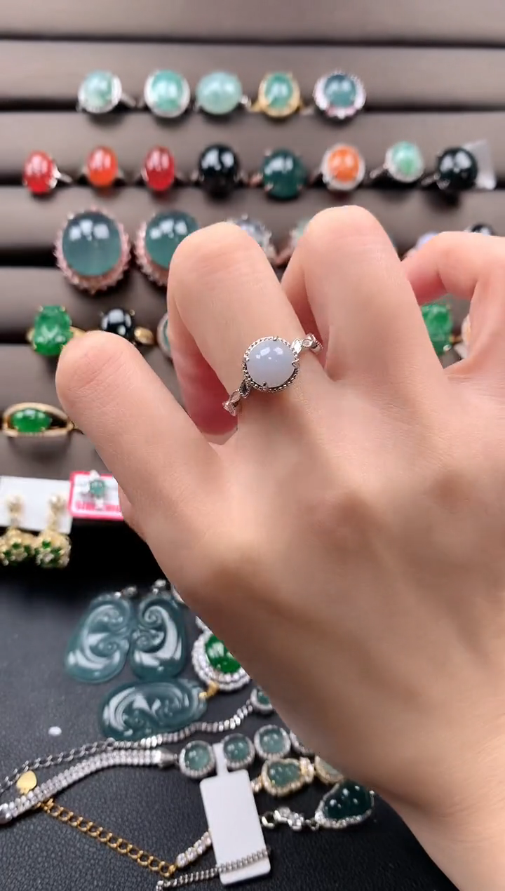 【闪购商品】翡翠戒指银S925镶嵌32321312