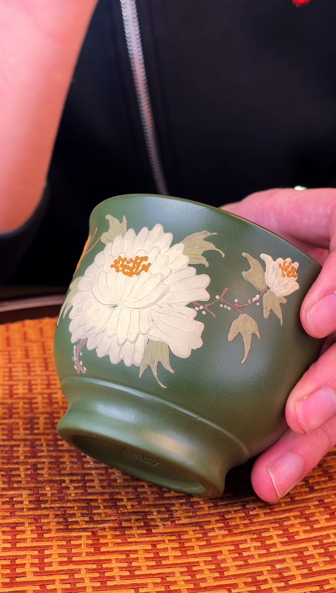 牡丹花 泥绘  泥中翡翠  主人杯