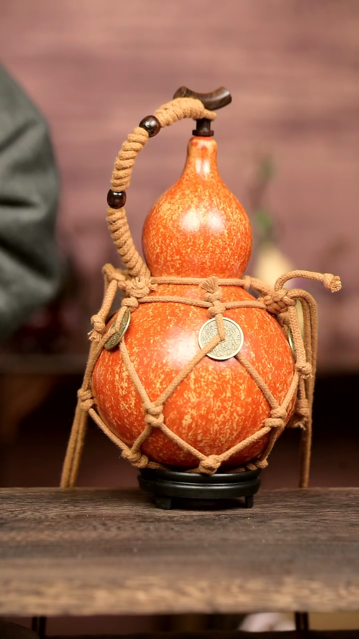 898号中药煮色  900ml左右 大漆葫芦水壶/酒壶 一物一拍