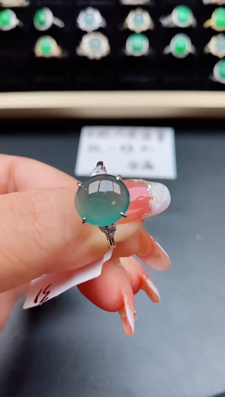 【闪购商品】翡翠戒指银S925镶嵌508080