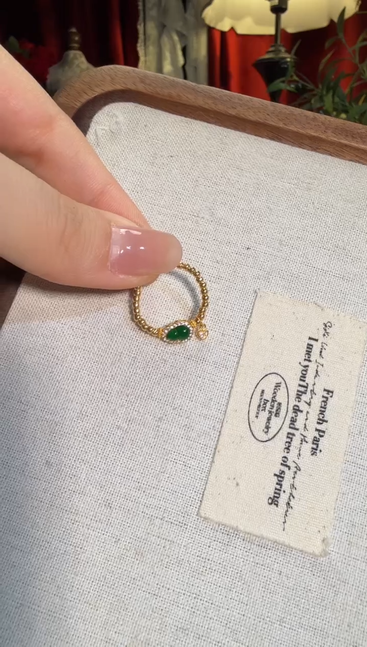 【闪购商品】翡翠戒指18K金镶嵌全金葫芦